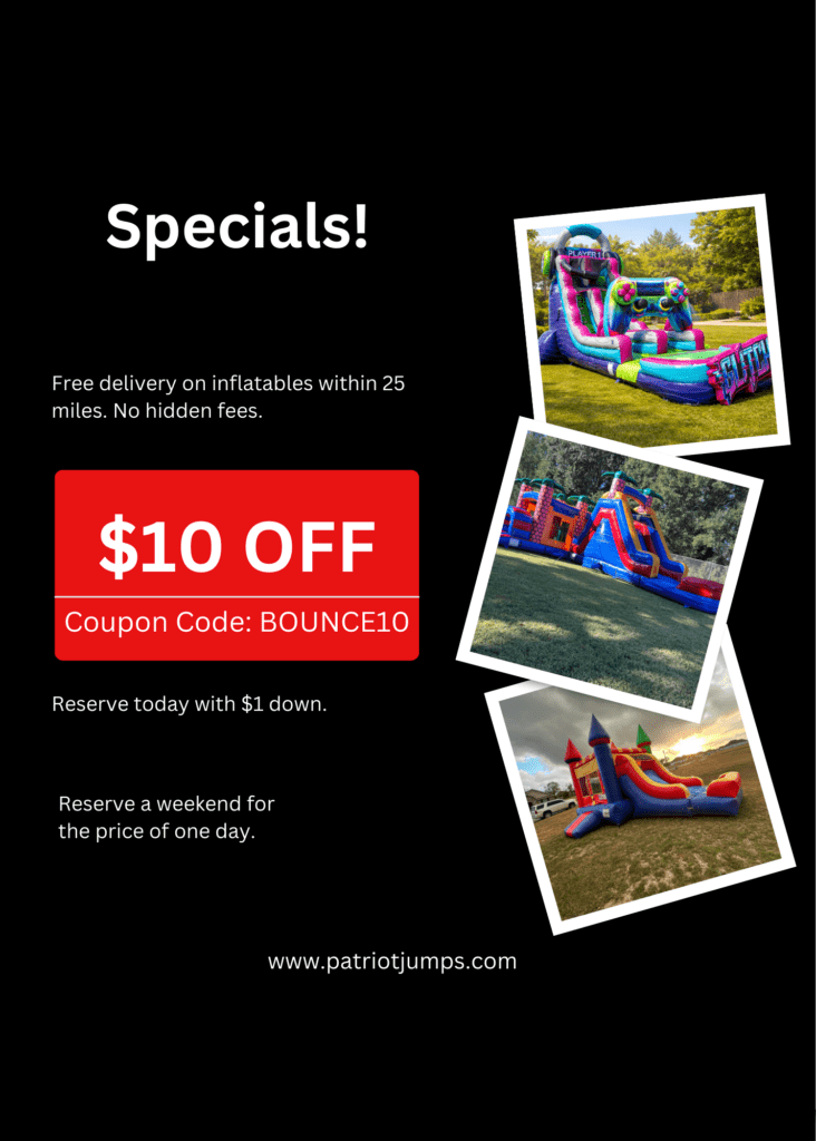 Patriot Jumps Fourth of July bounce house and water slide rental deals