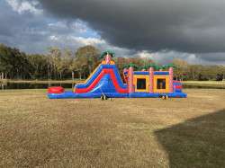 tropical obstacle course 48ft slide rental backyard setup 1783208 1 48ft Tropical Obstacle Course featuring a 16ft Tall Slide (Wet or Dry)