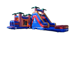 48ft Tropical Obstacle Course featuring a 16ft Tall Slide (Wet or Dry)